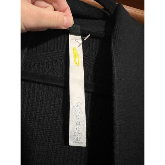 Lululemon Women's Merino Wool-Blend Ribbed Long Wrap Cardigan Sweater Black SZ 8 - Picture 8 of 9